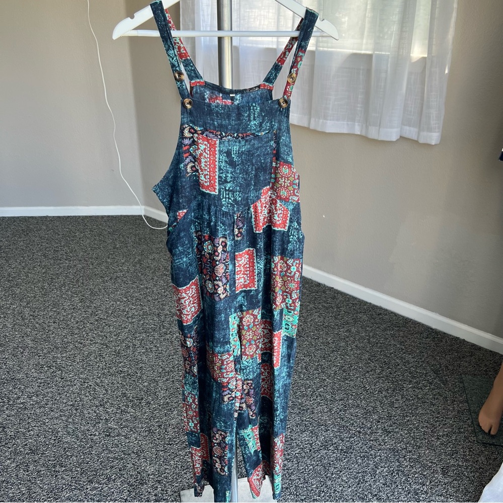 Cotton Blend Boho Patchwork Overalls - image 2
